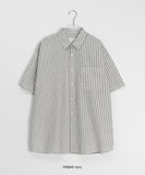[unisex] Hemco Seersucker Stripe Short Sleeve Over Shirt