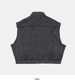 Cutting crack damage over denim vest