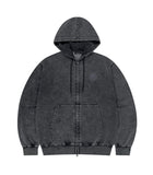 WASHED SOLAR APPLIQUE ZIP UP HOODIE