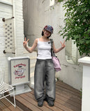 Lesse Summer Washing Wide Denim Pants
