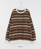 [unisex] Ekkoi Stripe Fleece Over Sweatshirt