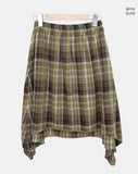 T-L Vintage Check Layered Midi Skirt