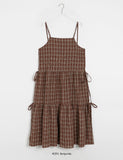 Pokeru Check Layered Long Sleeveless One Piece