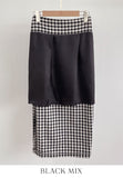Medon Slit Check H-line Long Skirt