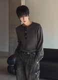 Esta Crop Waffle Henley Neck T-Shirt