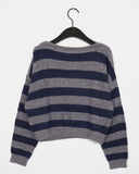 Yanky Stripe Deep U-Neck Layered Knitwear