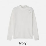 Linked Shoulder Zipper Ribbed Half-Neck Knit
