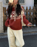 Lotte Ribbon Loose Fit Pattern Knit