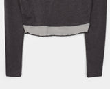 [Brushed] Koming lace ribbon V-neck button T-shirt