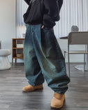 Kenta rivet pintuck balloon denim pants
