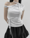Winsor strap short-sleeved T-shirt