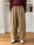 [UNISEX] Twirl balloon two-way pintuck cotton long jogger wide pants