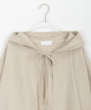 Ruike Linen Ribbon Hood Short Sleeve Cardigan - Linen 55