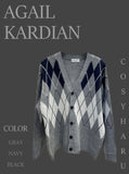 Modern argyle cardigan