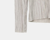 Ruden Pleated Print U-Neck Long Sleeve T-Shirt