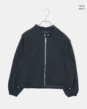 Shuni no-collar snap button string pocket crop overfit jacket