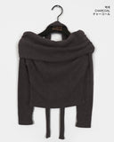 Rucol ribbed shirring off-shoulder knit muffler choker set