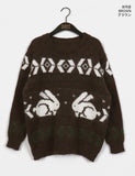 Rowin Rabbit Nordic Brush Fur Round Knit