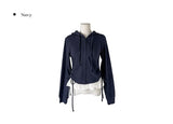 Hoan Lace Sleeveless Shirring Hood Zip-Up