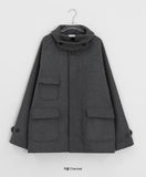 [unisex] Popis Wool High Neck Half Coat