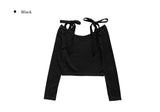 Nayu Ribbon Off Shoulder Cropped T-shirt