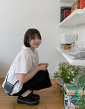 Hoden Collar Frill Short Sleeve Blouse