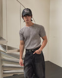 Washed Rib Muscle Fit Short Sleeve Knit