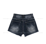 Grayish Cut Denim Shorts