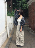 Luo Stitch Pintuck Pocket Wide Cotton Pants