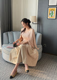 Ruko Banding Pintuck Flare Long Skirt