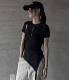 Tube top layered short sleeve T-shirt