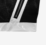 Peolan Glossy Color Matching Leather Jacket