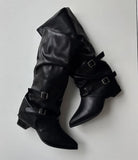 Unfold Leather Knee High Boots