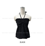 Soft shirring halter top blouse