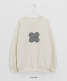 [BAONHAUS] Billbes Flower Patch Fuzz Round Sweatshirt