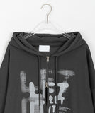 Mitsuna two-way printing hood zip-up
