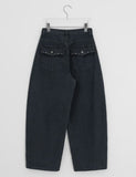 Biduge Washing Denim Balloon Wide Brushed Pants