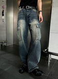 Nyujin wide cargo pocket denim pants