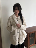 Caven High Neck Overfit Button Long Knit Cardigan