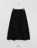 Urend Shirring Nylon Long Skirt