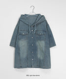 [unisex] Ryuhu Vintage Denim Hood Short Sleeve Shirt