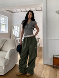 Star Patch Parachute Nylon Pants