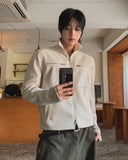Caden Leather Color Matching Fingerhole Zip-up