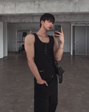 [LANARCH] Waffle Henley Neck Sleeveless