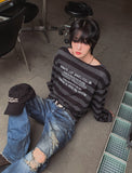 [LAN ARCHIVE] Lettering Stripe Knit