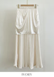 Linda Banding Pleated Maxi Long Skirt