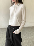 Holte Brushed Ribbed Color Matching Crop Hood T-Shirt