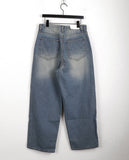 teki string washing wide denim pants