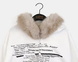 [Brushed Lining] Biffon Lettering Loose Fit Fur Hood Zip-Up