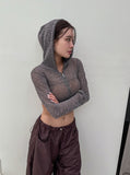 Elle see-through cropped hoodie